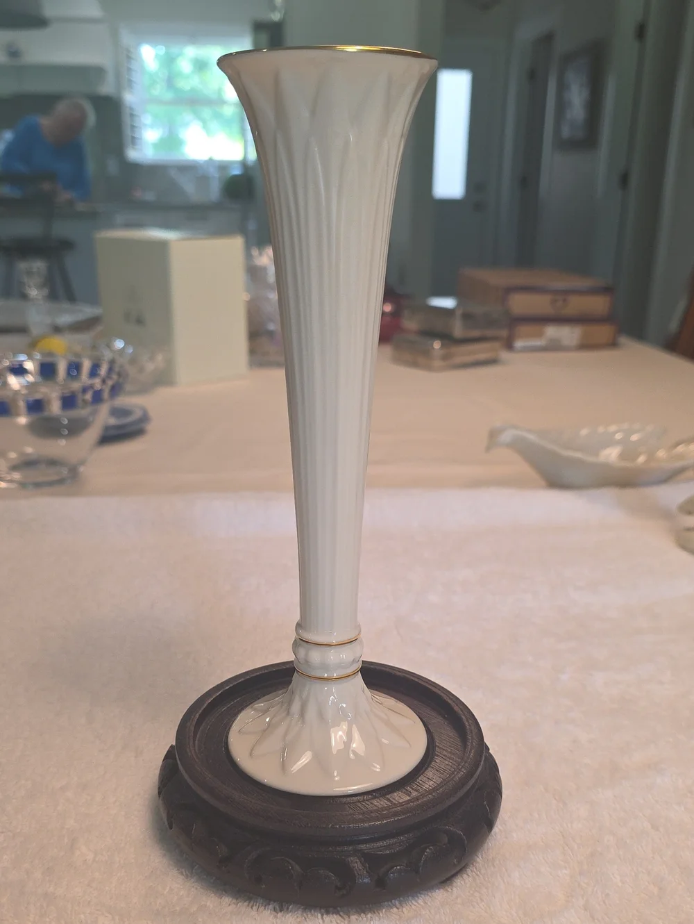 Lenox Elegant Cream Bud Vase with Gold Trim